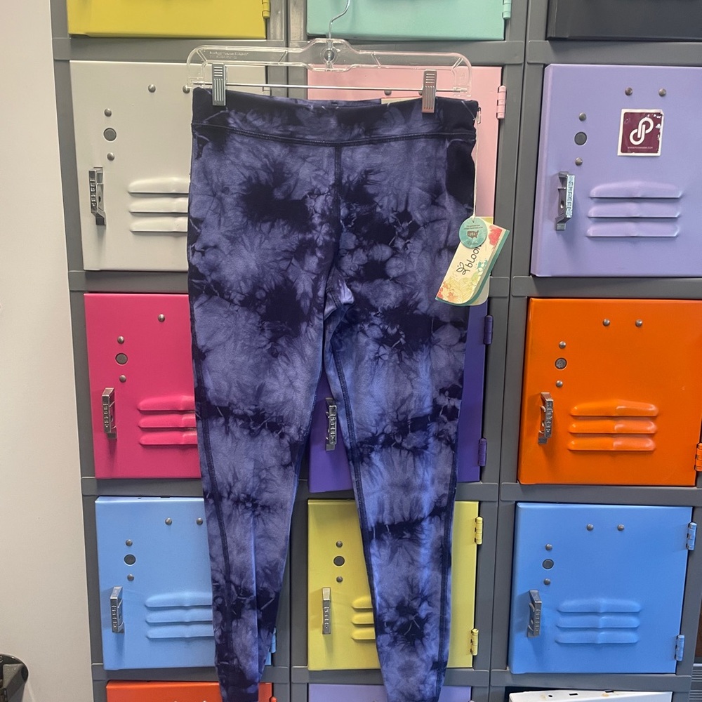 Bloom Blue and Black Leggings with Cosmic Tie-Dye